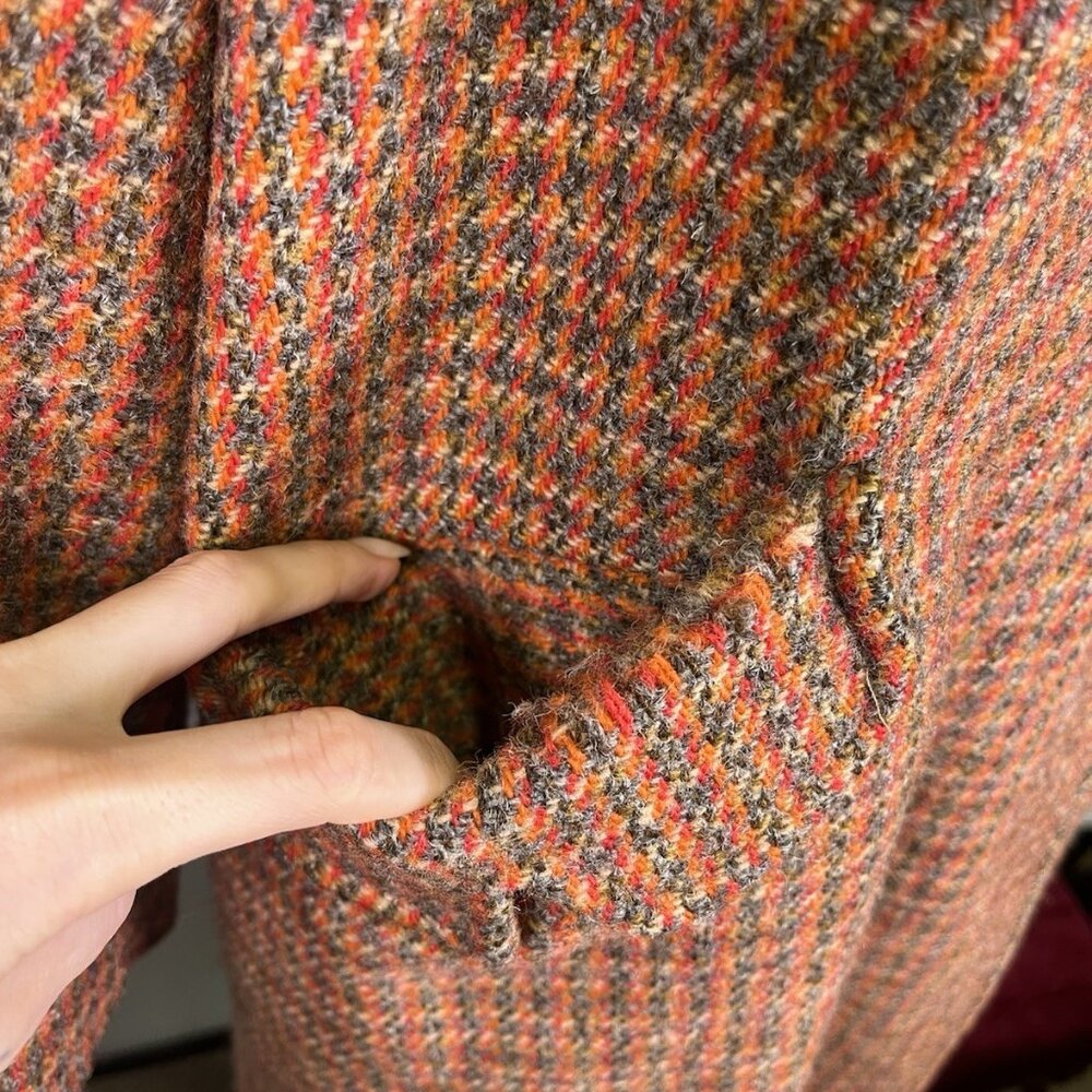 Vintage 60s/70s Harris Tweed Women’s Wool Overcoat Houndstooth Tar-Shire Mod - Picture 5 of 16